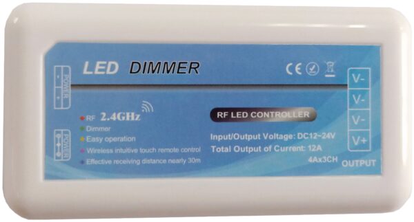 Avide LED Szalag 12-24V 144W Fényerőszabályzó 4 Zónás Vezérlő | BR (SKU:ABLS12VDIMM-RFR-4Z) Egyszínű