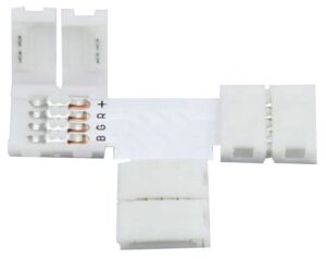 Avide LED Szalag 12-24V T elosztó elem, forr.mentes, RGB-4 eres, 10mm (8 db-os csom.) | BR (SKU:ABLS12VRGB-T-CONNECTOR-8) RGB