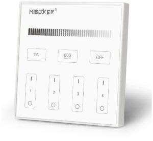 Avide LED Szalag 12-24V Fényerőszabályzó 4 Zónás RF Beépíthető /AC180-240V/ Érintőpaneles Távirányító | BR (SKU:ABLS12VTPRDIMM-RFC-4Z) Egyszínű