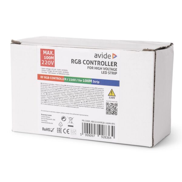 Avide LED Szalag 220V RGB RF Távirányító és Vezérlő max. 100m LED-szalaghoz | BR (SKU:ABLS220VRGB-100M-RFC)