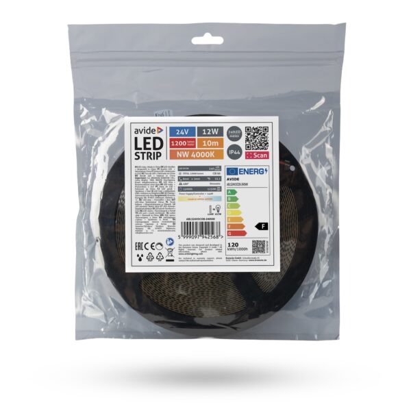 Avide LED Szalag D-COB 24V 12W 4000K NW IP44 10m | BR (SKU:ABLS24VDCOB-240NW) COB Szalag Avide LED Szalag D-COB 24V 12W 4000K NW IP44 10m | BR (SKU:ABLS24VDCOB-240NW) COB Szalag