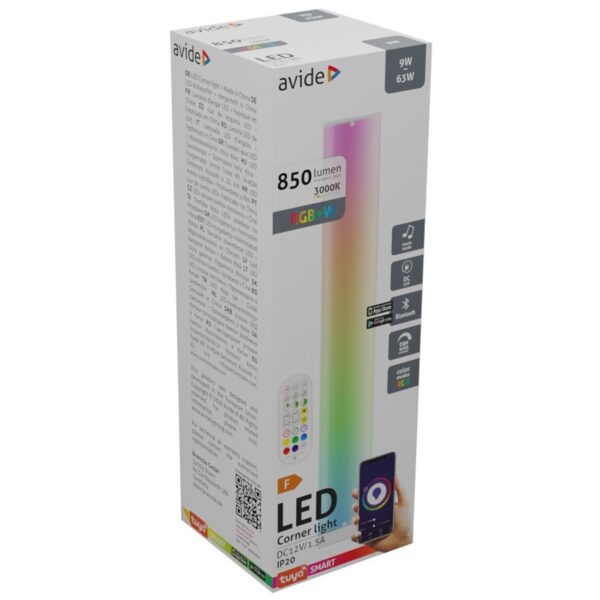 Avide LED saroklámpa digitális RGB+3000K BT + zene szenzorral | BR (SKU:ABLSBL-CL9W-RGBICWW) Állólámpa Avide LED saroklámpa digitális RGB+3000K BT + zene szenzorral | BR (SKU:ABLSBL-CL9W-RGBICWW) Állólámpa
