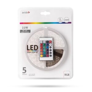 Avide LED Szalag Bliszter 12V 22W SMD5050 30LED RGB IP65 5m | BR (SKU:ABLSBL12V5050-30RGB65) Szettek