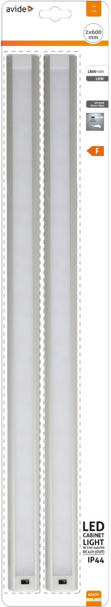 Avide LED Szalag Szekrény Lámpa 9W SMD2835 4000K IP44 2X600mm + Szenzor | BR (SKU:ABLSCAB-60NW-BL2) Pultmegvilágító lámpa