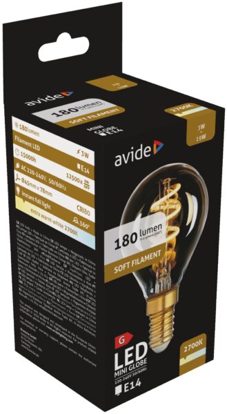 Avide LED Soft Filament Mini Globe 3W E14 EW 2700K | BR (SKU:ABLSFMG14EW-3W) LED izzók Avide LED Soft Filament Mini Globe 3W E14 EW 2700K | BR (SKU:ABLSFMG14EW-3W) LED izzók