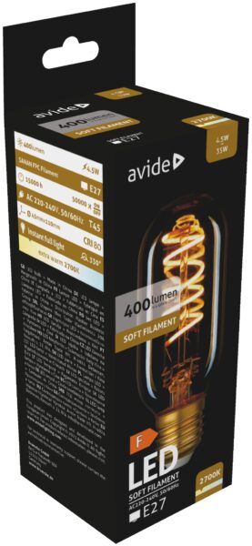 Avide LED Soft Filament T45 4.5W E27 EW 2700K | BR (SKU:ABLSFT45EW-4.5W) LED izzók Avide LED Soft Filament T45 4.5W E27 EW 2700K | BR (SKU:ABLSFT45EW-4.5W) LED izzók