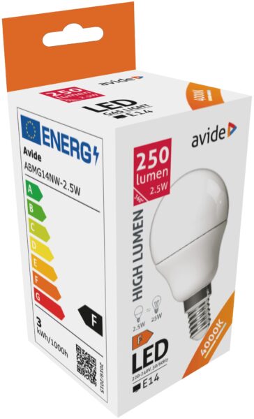 Avide LED Globe Mini G45 2.5W E14 NW 4000K | BR (SKU:ABMG14NW-2.5W) LED izzók