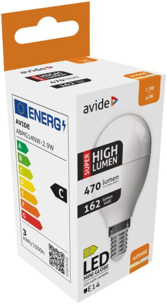 Avide LED Globe Mini G45 2.9W E14 NW 4000K Super High Lumen | BR (SKU:ABMG14NW-2.9W) LED izzók Avide LED Globe Mini G45 2.9W E14 NW 4000K Super High Lumen | BR (SKU:ABMG14NW-2.9W) LED izzók