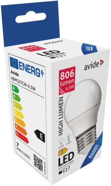 Avide LED Globe Mini G45 6.5W E27 CW 6400K | BR (SKU:ABMG27CW-6.5W) LED izzók Avide LED Globe Mini G45 6.5W E27 CW 6400K | BR (SKU:ABMG27CW-6.5W) LED izzók