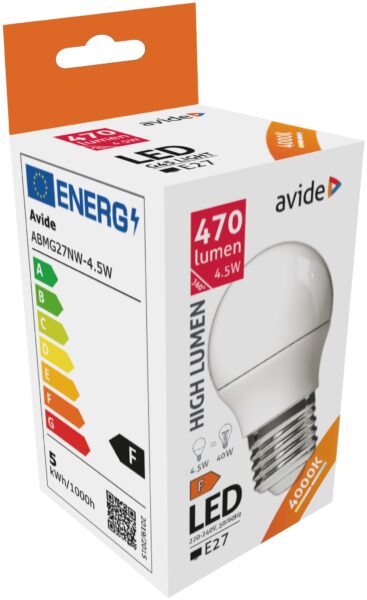 Avide LED Globe Mini G45 4.5W E27 NW 4000K | BR (SKU:ABMG27NW-4.5W) Mini Gömb