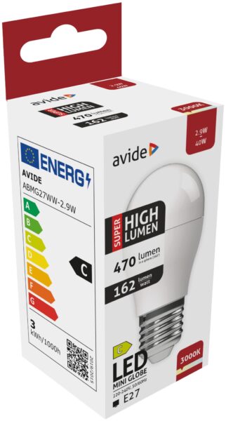 Avide LED Globe Mini G45 2.9W E27 WW 3000K Super High Lumen | BR (SKU:ABMG27WW-2.9W) Mini Gömb