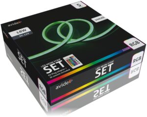 Avide LED Neon Szalag RGB 12V távirányítóval 5m – DE | BR (SKU:ABNLS-12VRGB-5MR-DE) Szettek