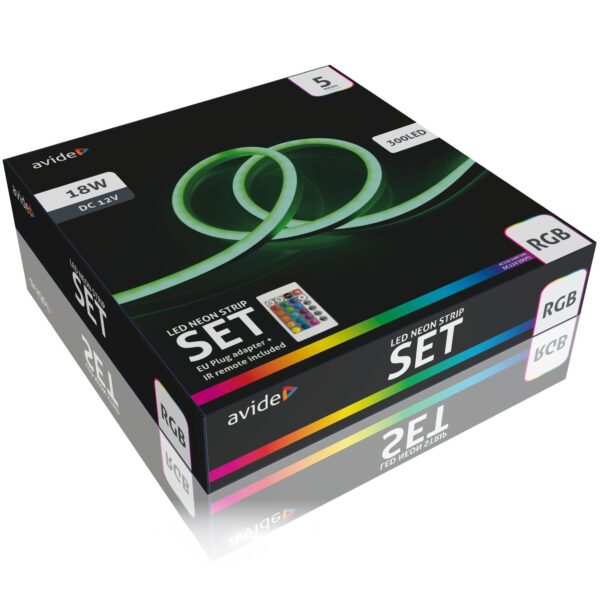 Avide LED Neon Szalag RGB 12V távirányítóval 5m – DE | BR (SKU:ABNLS-12VRGB-5MR-DE) Szettek