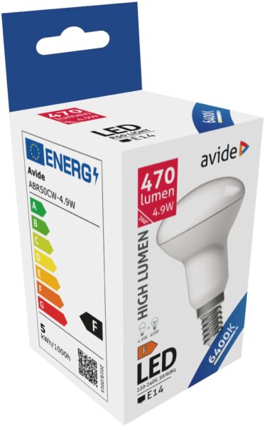 Avide LED R50 4.9W E14 CW 6400K | BR (SKU:ABR50CW-4.9W) Reflektív Avide LED R50 4.9W E14 CW 6400K | BR (SKU:ABR50CW-4.9W) Reflektív