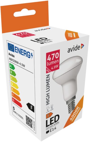 Avide LED R50 4.9W E14 NW 4000K | BR (SKU:ABR50NW-4.9W) LED izzók