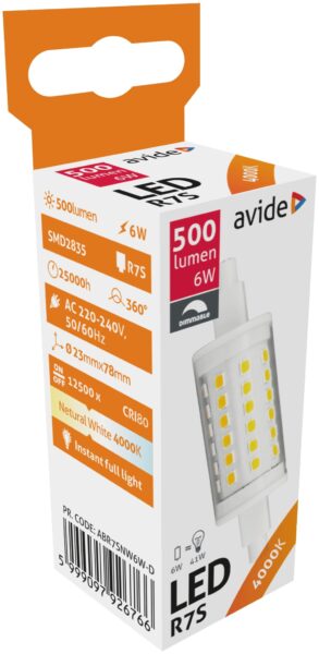Avide LED 6W R7S 23x78mm NW 4000K Fényerőszabályzós | BR (SKU:ABR7SNW6W-D) Lineáris Avide LED 6W R7S 23x78mm NW 4000K Fényerőszabályzós | BR (SKU:ABR7SNW6W-D) Lineáris