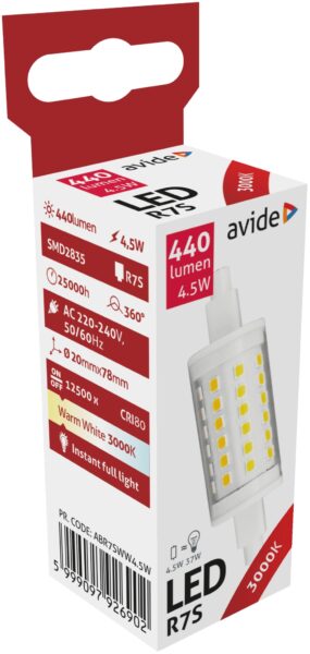 Avide LED 4.5W R7S 20x78mm WW 3000K | BR (SKU:ABR7SWW4.5W) Lineáris