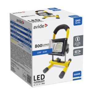 Avide LED Reflektor Akkumulátoros SMD 10W CW 6000K, USB kábellel | BR (SKU:ABRFLCW-10W-SMD) Akkumulátoros