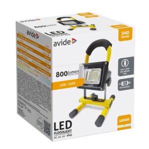 Avide LED Reflektor Akkumulátoros SMD 10W NW 4000K, USB kábellel | BR (SKU:ABRFLNW-10W-SMD) Akkumulátoros