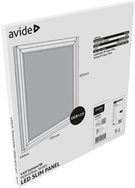 Avide LED Panel 600x600mm 26W NW 4000K 140lm/W UGR+IP44 Industrial Range | BR (SKU:ABSLP600-26W-NW-IND) LED panelek