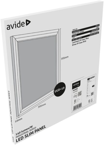 Avide LED Panel 600x600mm 33W CW 6400K 140lm/W UGR+IP44 Industrial Range | BR (SKU:ABSLP600-33W-CW-IND) LED panelek Avide LED Panel 600x600mm 33W CW 6400K 140lm/W UGR+IP44 Industrial Range | BR (SKU:ABSLP600-33W-CW-IND) LED panelek