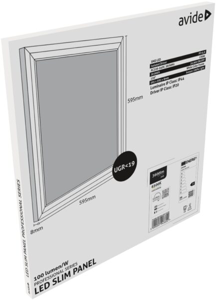 Avide LED Panel 600x600mm 36W CW 6400K 100lm/W UGR+IP44 Professional Range | BR (SKU:ABSLP600-36W-CW-PRO) LED panelek Avide LED Panel 600x600mm 36W CW 6400K 100lm/W UGR+IP44 Professional Range | BR (SKU:ABSLP600-36W-CW-PRO) LED panelek