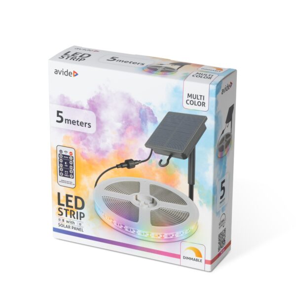 Avide Szolár LED Szalag Színes, 18650 3.7V 1500 mAH, Távirányítóval 5m | BR (SKU:ABSLS-1.5-MC-5MR) Egyéb