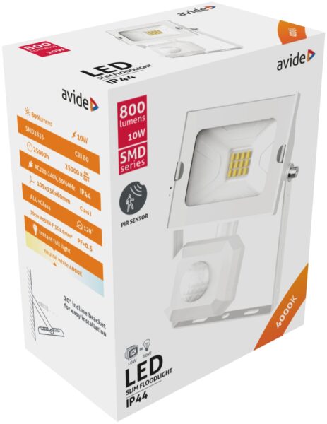 Avide LED Reflektor Slim SMD 10W NW 4000K Mozgásérzékelős PIR Fehér *Sérült Csomagolás* | BR (SKU:ABSSFLNW-10W-PIR-W-SCS) Reflektorok Avide LED Reflektor Slim SMD 10W NW 4000K Mozgásérzékelős PIR Fehér *Sérült Csomagolás* | BR (SKU:ABSSFLNW-10W-PIR-W-SCS) Reflektorok