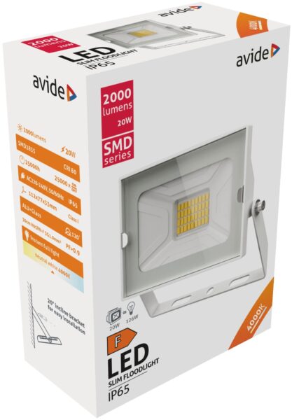 Avide LED Reflektor Slim SMD 10W NW 4000K Fehér | BR (SKU:ABSSFLNW-10W-W) Reflektorok