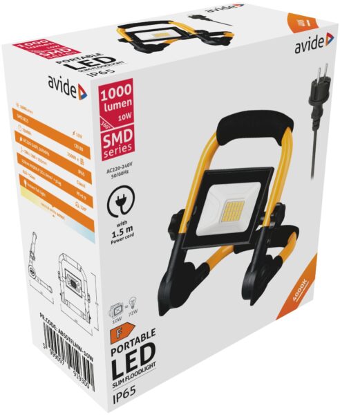 Avide LED Reflektor Slim SMD 10W állványos 1.5m NW 4000K | BR (SKU:ABSSTFLNW-10W) Reflektorok