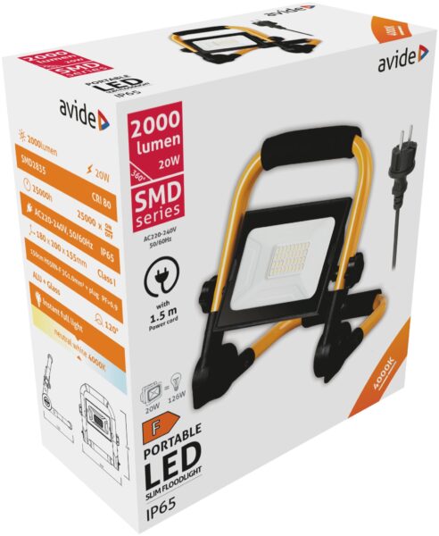 Avide LED Opál Reflektor Slim SMD 10W állványos 1.5m NW 4000K | BR (SKU:ARFSFLNW-10W) Állványos