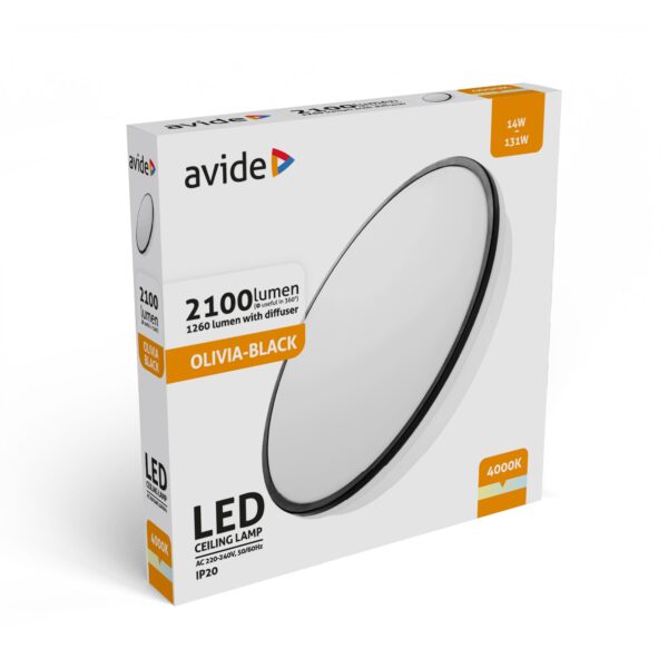 Avide LED Mennyezeti Lámpa Olivia Fekete 14W 280*55mm NW 4000K 100lm/W | BR (SKU:ACLO28NW-14W-OLI-B) Egyéb