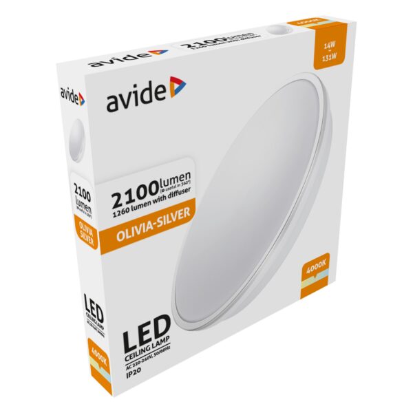 Avide LED Mennyezeti Lámpa Olivia Ezüst 14W 280*55mm NW 4000K 100lm/W | BR (SKU:ACLO28NW-14W-OLI-S) Egyéb