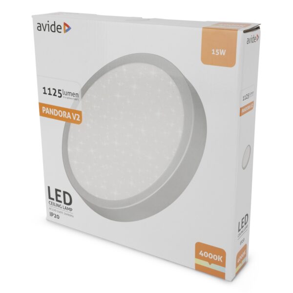 Avide LED Mennyezeti Lámpa Pandora V2 Csillagos Ezüst 15W 280*40mm NW 4000K | BR (SKU:ACLO28NW-15W-PAN2S-S) 15W Avide LED Mennyezeti Lámpa Pandora V2 Csillagos Ezüst 15W 280*40mm NW 4000K | BR (SKU:ACLO28NW-15W-PAN2S-S) 15W