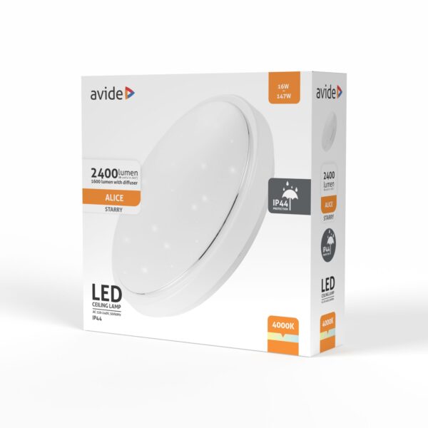 Avide LED Mennyezeti Lámpa IP44 Alice 16W 330*100mm NW 4000K 100lm/W | BR (SKU:ACLO33NW-16W-AL44) Mennyezeti lámpák Avide LED Mennyezeti Lámpa IP44 Alice 16W 330*100mm NW 4000K 100lm/W | BR (SKU:ACLO33NW-16W-AL44) Mennyezeti lámpák