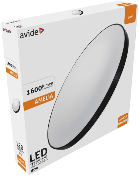Avide LED Mennyezeti Lámpa Amelia Fekete 18W 355*65mm NW 4000K | BR (SKU:ACLO33NW-18W-AME-B) 18W