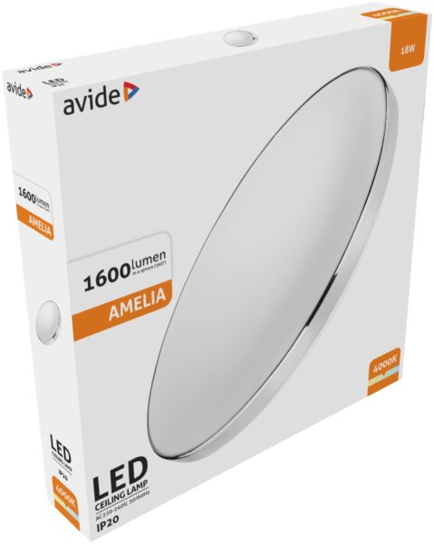 Avide LED Mennyezeti Lámpa Amelia Króm 18W 355*65mm NW 4000K | BR (SKU:ACLO33NW-18W-AME-C) Mennyezeti lámpák