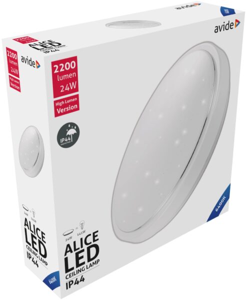 Avide LED Mennyezeti Lámpa IP44 Alice 24W 380*110mm CW 6400K | BR (SKU:ACLO38CW-24W-AL) Mennyezeti lámpák