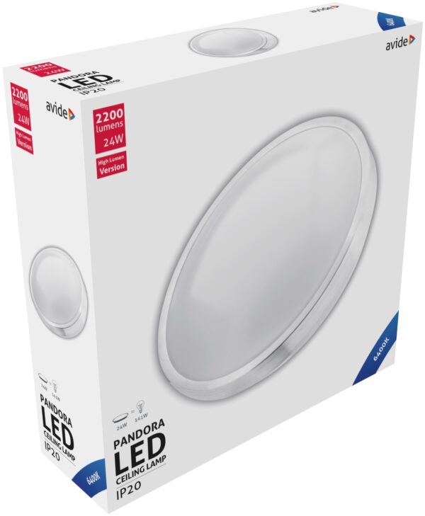 Avide LED Mennyezeti Lámpa Pandora (Alu) 24W 380*110mm CW 6400K | BR (SKU:ACLO38CW-24W-ALU) 24W