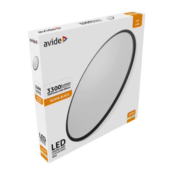 Avide LED Mennyezeti Lámpa Olivia Fekete 22W 380*50mm NW 4000K 100lm/W | BR (SKU:ACLO38NW-22W-OLI-B) Egyéb