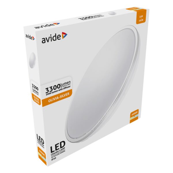 Avide LED Mennyezeti Lámpa Olivia Ezüst 22W 380*50mm NW 4000K 100lm/W | BR (SKU:ACLO38NW-22W-OLI-S) 22W Avide LED Mennyezeti Lámpa Olivia Ezüst 22W 380*50mm NW 4000K 100lm/W | BR (SKU:ACLO38NW-22W-OLI-S) 22W