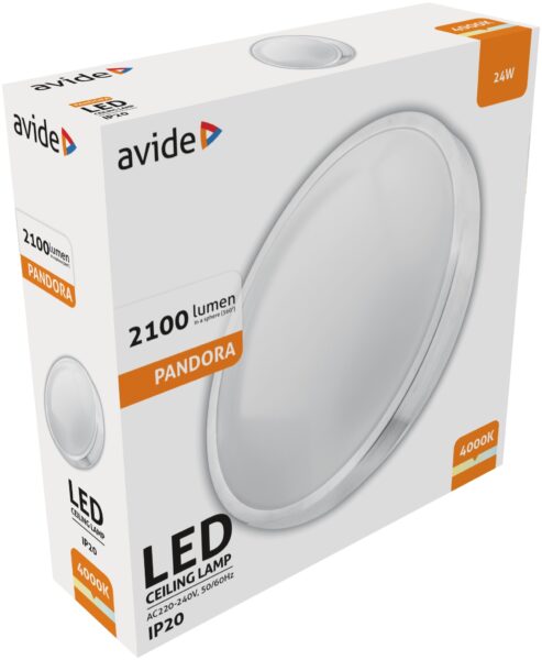 Avide LED Mennyezeti Lámpa Pandora (Alu) 24W 380*110mm NW 4000K | BR (SKU:ACLO38NW-24W-ALU) Mennyezeti lámpák