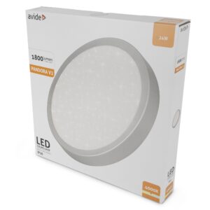 Avide LED Mennyezeti Lámpa Pandora V2 Csillagos Ezüst 24W 380*50mm NW 4000K | BR (SKU:ACLO38NW-24W-PAN2S-S) 24W