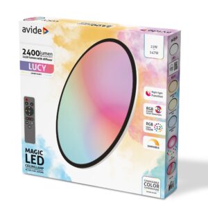 Avide LED Mennyezeti Lámpa Lucy 22W RGBIC+CCT Távirányítóval | BR (SKU:ACLO38RGBIC+CCT-22W-L) Távirányítós