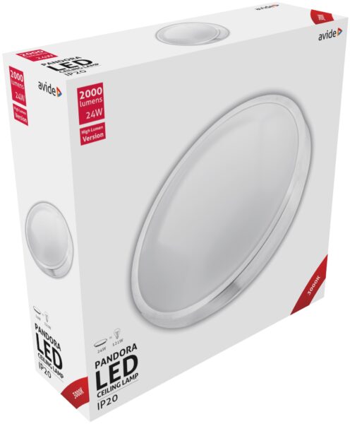 Avide LED Mennyezeti Lámpa Pandora (Alu) 24W 380*110mm WW 3000K | BR (SKU:ACLO38WW-24W-ALU) Mennyezeti lámpák