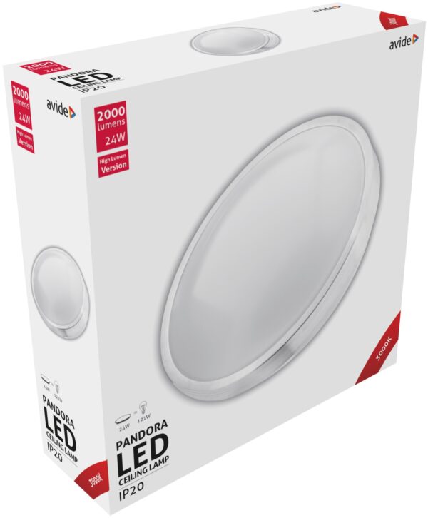 Avide LED Mennyezeti Lámpa Pandora (Alu) 24W 380*110mm WW 3000K | BR (SKU:ACLO38WW-24W-ALU) 24W