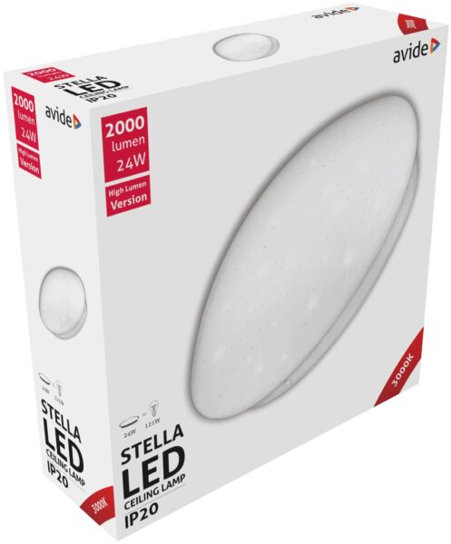 Avide LED Mennyezeti Lámpa Stella (Csillagos) 24W 380*110mm WW 3000K | BR (SKU:ACLO38WW-24W-HL-ST) Mennyezeti lámpák