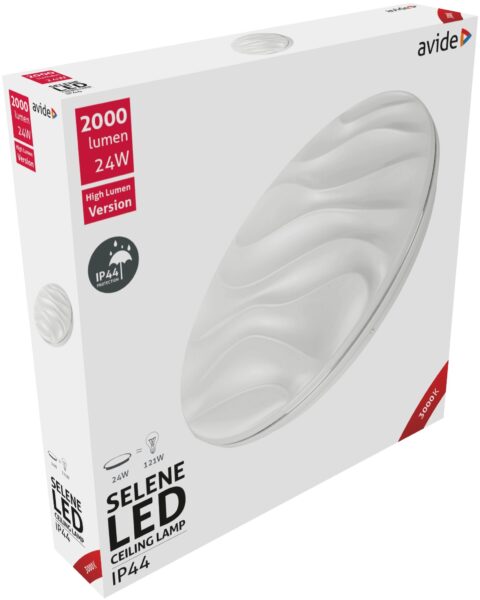 Avide LED Mennyezeti Lámpa IP44 Selene 24W 380*70mm WW 3000K | BR (SKU:ACLO38WW-24W-SEL44) 24W