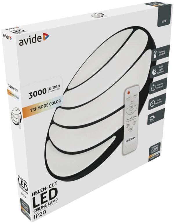 Avide LED Mennyezeti Lámpa Helen-CCT 48W Távirányítóval | BR (SKU:ACLOCCT-48W-R-HEL) Távirányítós