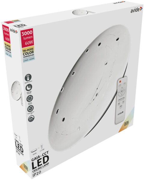 Avide LED Mennyezeti Lámpa Gaia-CCT 60W Távirányítóval | BR (SKU:ACLOCCT-60W-R-GAI) Távirányítós